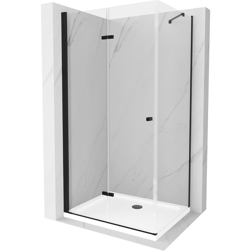 Mexen Lima kabina prysznicowa składana 70 x 110 cm, transparent, czarna + brodzik Flat, biały - 856-070-110-70-00-4010B