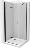 Mexen Lima kabina prysznicowa składana 80 x 80 cm, transparent, czarna + brodzik Flat, biały - 856-080-080-70-00-4010B