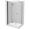Mexen Lima kabina prysznicowa składana 80 x 90 cm, transparent, czarna + brodzik Flat, biały - 856-080-090-70-00-4010B