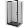 Mexen Apia kabina prysznicowa rozsuwana 140 x 80 cm, transparent, czarna + brodzik Flat, czarny - 840-140-080-70-00-4070B