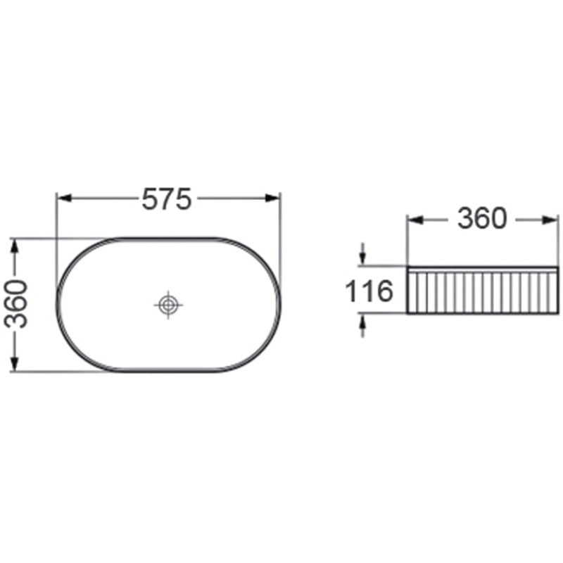 Mexen Grovo umywalka nablatowa ryflowana 57 x 36 cm, czarna mat - 22305785