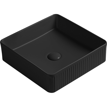Mexen Grovo umywalka nablatowa ryflowana 41 x 41 cm, czarna mat - 22304185