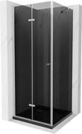 Mexen Lima kabina prysznicowa składana 80 x 80 cm, grafit, chrom + brodzik Flat, czarny - 856-080-080-01-40-4070