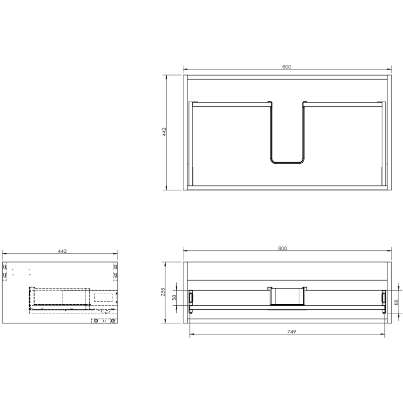 Mexen Orio szafka łazienkowa 80 cm z umywalką Vela, 1 szuflada, grafit mat/biała mat - 91A10-08023-1-BF66-W23M01
