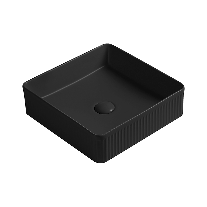 Mexen Grovo umywalka nablatowa ryflowana 37 x 37 cm, czarna mat - 22303785