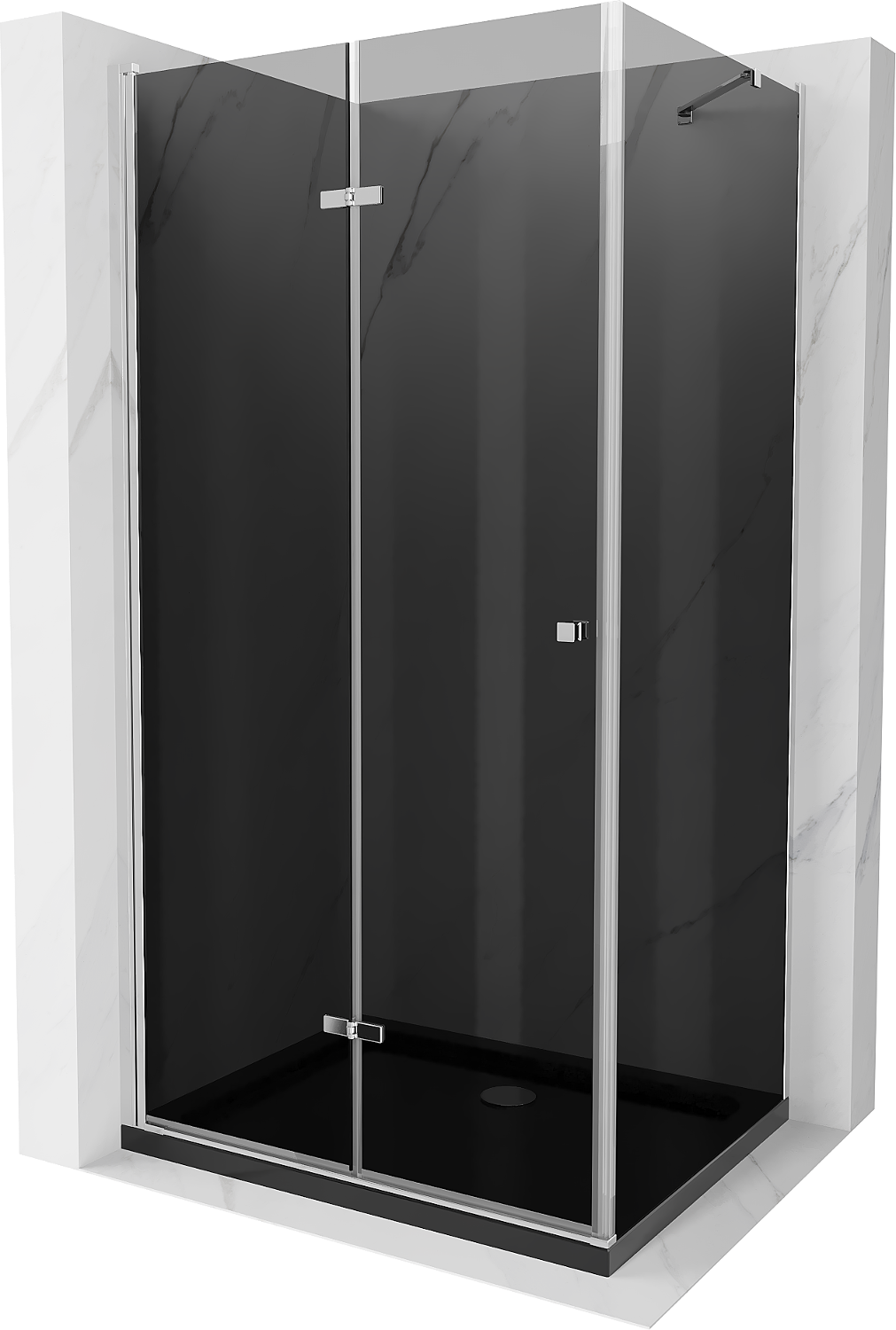 Mexen Lima kabina prysznicowa składana 90 x 120 cm, grafit, chrom + brodzik Flat, czarny - 856-090-120-01-40-4070