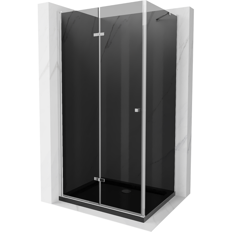 Mexen Lima kabina prysznicowa składana 100 x 90 cm, grafit, chrom + brodzik Flat, czarny - 856-100-090-01-40-4070