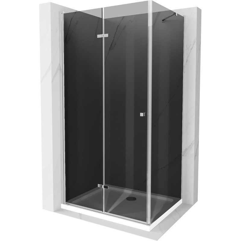 Mexen Lima kabina prysznicowa składana 70 x 110 cm, grafit, chrom + brodzik Flat, biały - 856-070-110-01-40-4010