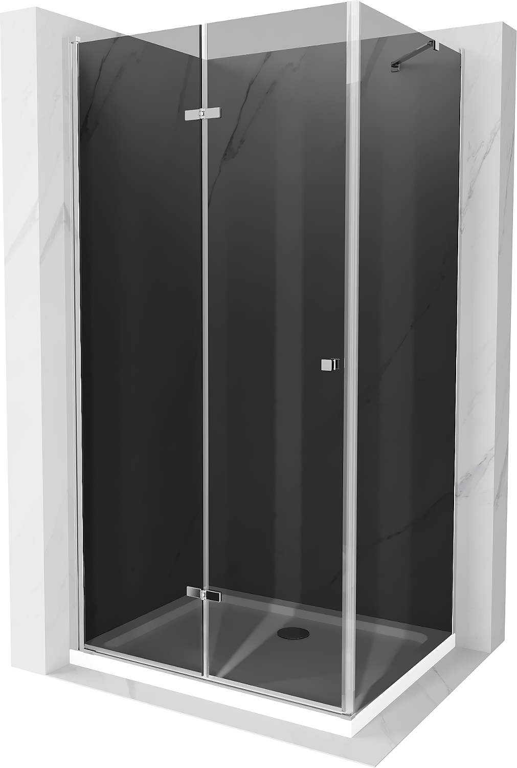 Mexen Lima kabina prysznicowa składana 70 x 120 cm, grafit, chrom + brodzik Flat, biały - 856-070-120-01-40-4010