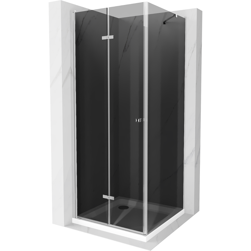 Mexen Lima kabina prysznicowa składana 90 x 90 cm, grafit, chrom + brodzik Flat, biały - 856-090-090-01-40-4010