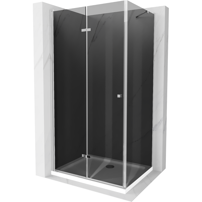 Mexen Lima kabina prysznicowa składana 100 x 80 cm, grafit, chrom + brodzik Flat, biały - 856-100-080-01-40-4010
