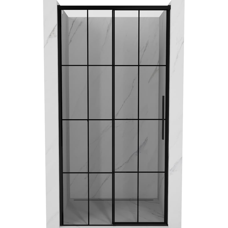 Mexen Rox drzwi prysznicowe rozsuwane lewe 110 cm, czarna kratka, czarne - 8C2-110-000-70-77-L
