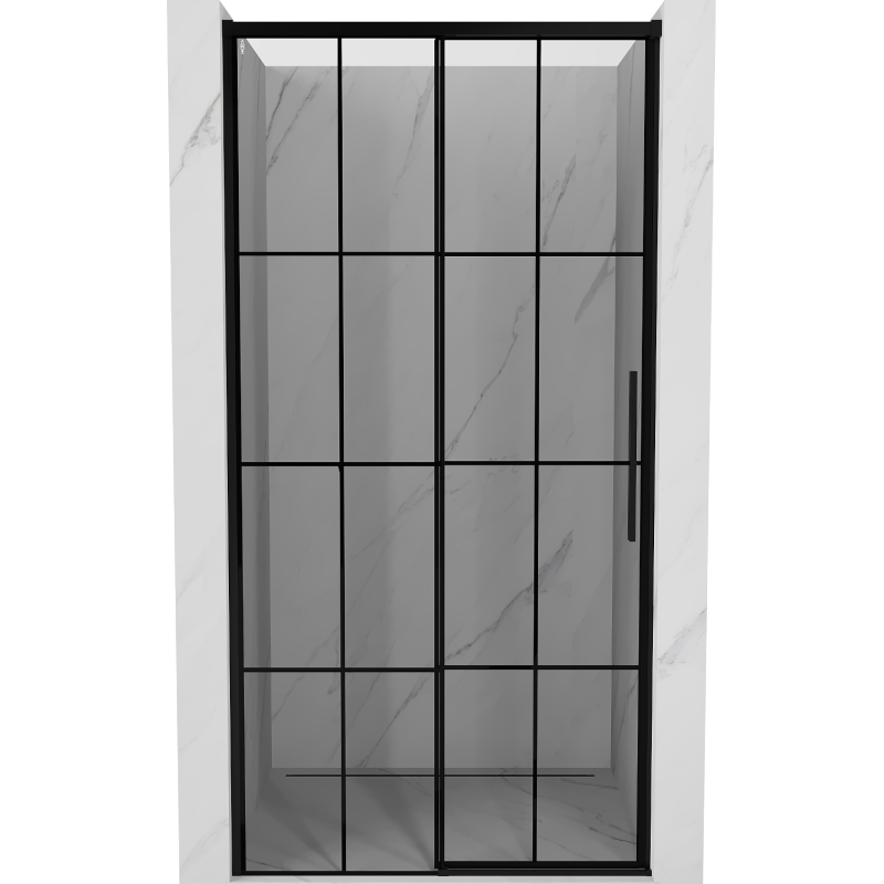 Mexen Rox drzwi prysznicowe rozsuwane lewe 120 cm, czarna kratka, czarne - 8C2-120-000-70-77-L
