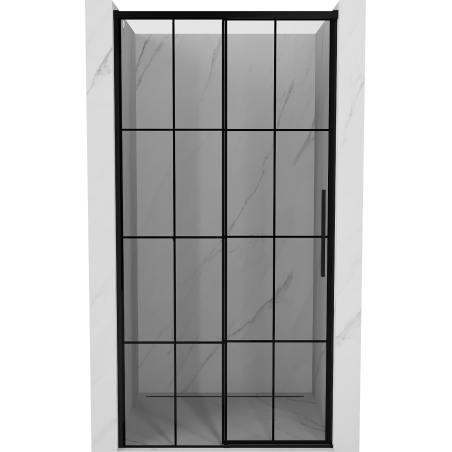 Mexen Rox drzwi prysznicowe rozsuwane lewe 125 cm, czarna kratka, czarne - 8C2-125-000-70-77-L