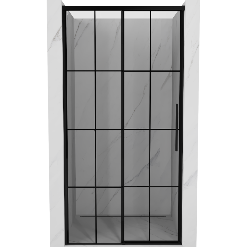 Mexen Rox drzwi prysznicowe rozsuwane lewe 135 cm, czarna kratka, czarne - 8C2-135-000-70-77-L