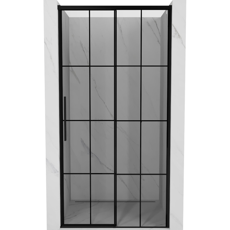 Mexen Rox drzwi prysznicowe rozsuwane prawe 135 cm, czarna kratka, czarne - 8C2-135-000-70-77-P