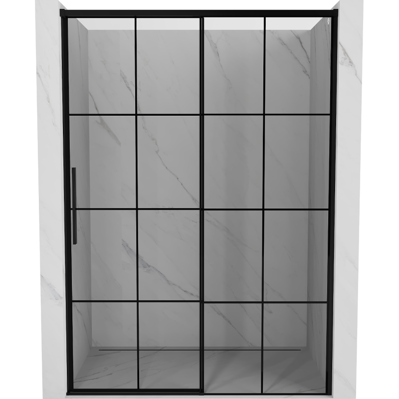 Mexen Rox drzwi prysznicowe rozsuwane prawe 140 cm, czarna kratka, czarne - 8C2-140-000-70-77-P