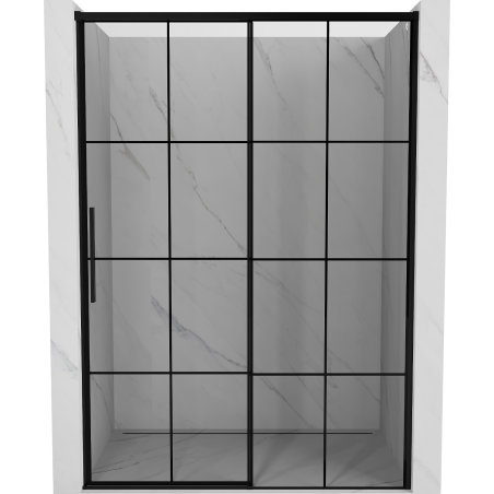 Mexen Rox drzwi prysznicowe rozsuwane prawe 140 cm, czarna kratka, czarne - 8C2-140-000-70-77-P