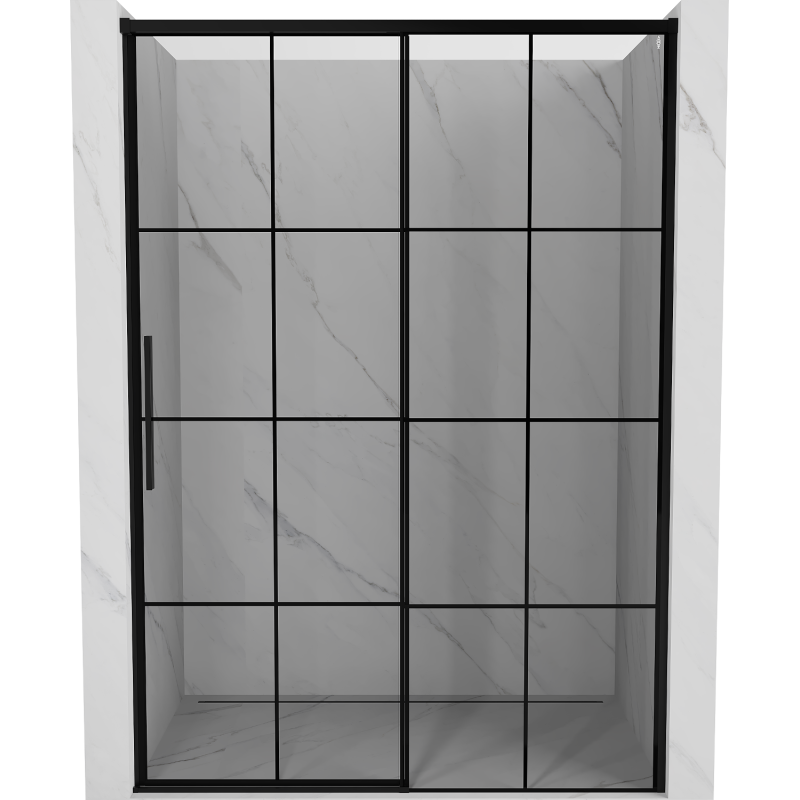 Mexen Rox drzwi prysznicowe rozsuwane prawe 155 cm, czarna kratka, czarne - 8C2-155-000-70-77-P