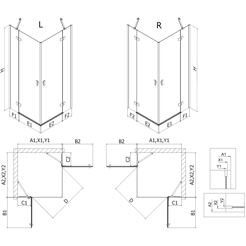 Mexen Mist-H Duo kabina prysznicowa uchylna prawa 70 x 75 cm, transparent, chrom - 8A5-070L-075P-01-00