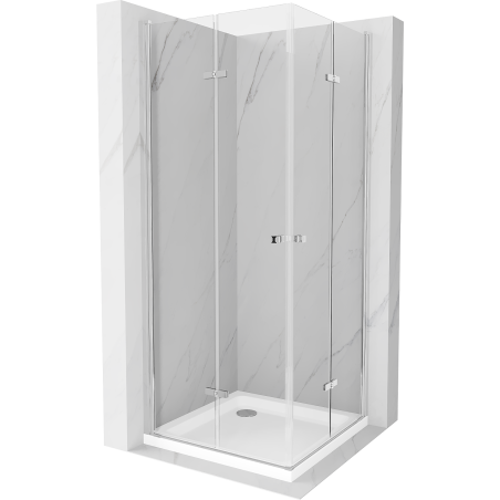 Mexen Lima Duo kabina prysznicowa składana 100 x 100 cm, transparent, chrom + brodzik Flat - 856-100-100-01-02-4010