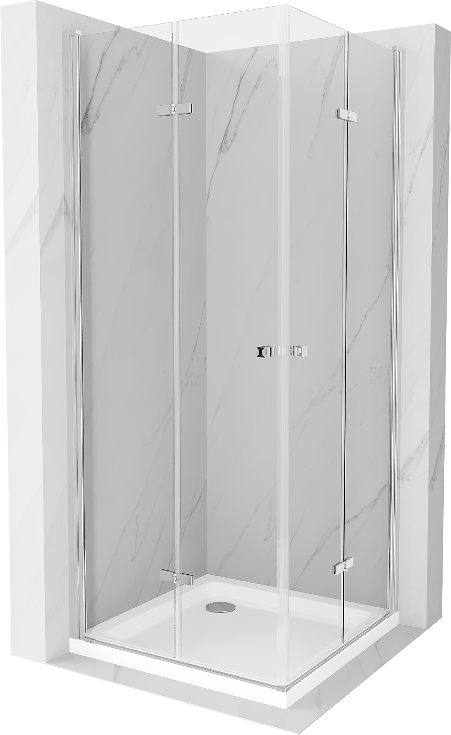 Mexen Lima Duo kabina prysznicowa składana 100 x 100 cm, transparent, chrom + brodzik Flat - 856-100-100-01-02-4010