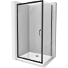 Mexen Apia kabina prysznicowa rozsuwana 120 x 90 cm, transparent, czarna + brodzik Flat, biały- 840-120-090-70-00-4010B