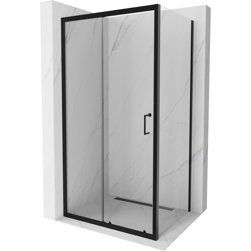 Mexen Apia kabina prysznicowa rozsuwana 125 x 100 cm, transparent, czarna - 840-125-100-70-00