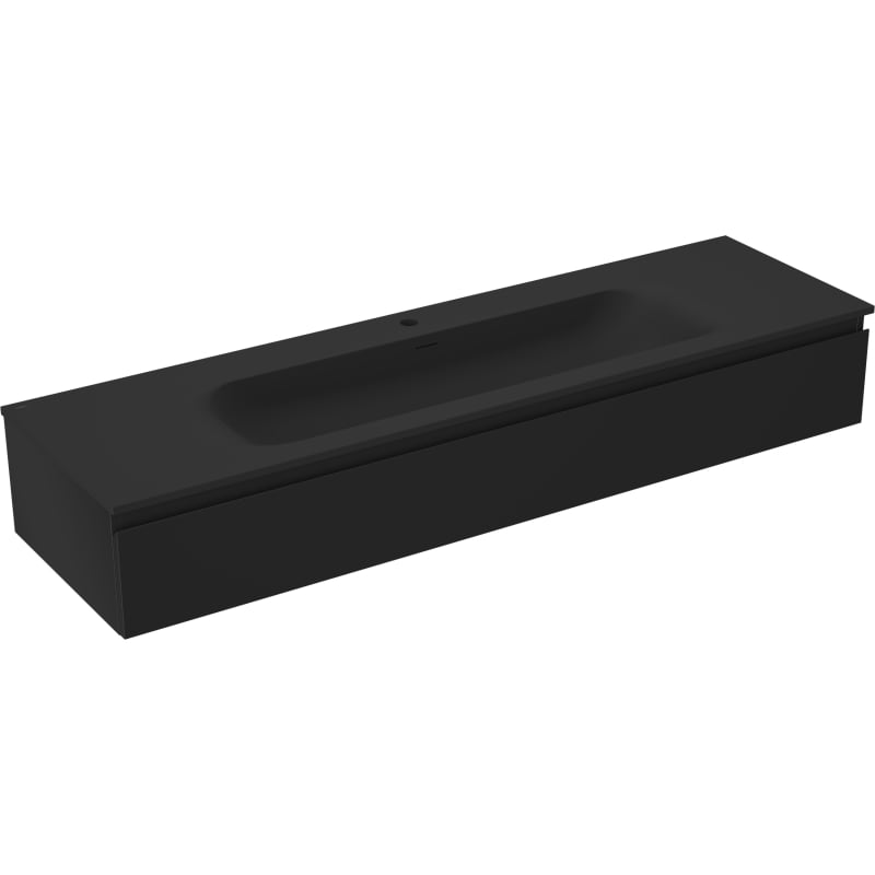 Mexen Orio szafka łazienkowa 160 cm z umywalką Vela, 1 szuflada, czarna mat - 91A10-16023-1-BF71-W23M71
