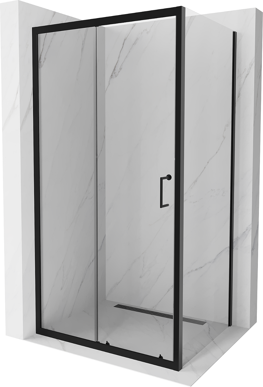 Mexen Apia kabina prysznicowa rozsuwana 100 x 80 cm, transparent, czarna - 840-100-080-70-00