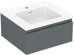 Mexen Rivel szafka łazienkowa 50 cm z umywalką Otis, 1 szuflada, ryflowana , grafit mat/biała mat - 91A20-05023-1-BF66-W18M01