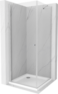 Mexen Pretoria kabina prysznicowa uchylna 70 x 70 cm, transparent, chrom + brodzik Flat - 852-070-070-01-00-4010