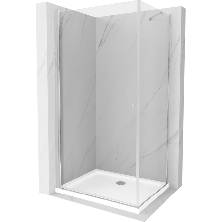 Mexen Pretoria kabina prysznicowa uchylna 70 x 90 cm, transparent, chrom + brodzik Flat - 852-070-090-01-00-4010