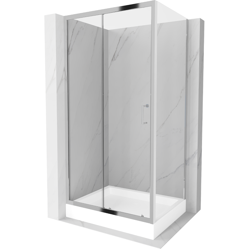 Mexen Apia kabina prysznicowa rozsuwana 100 x 80 cm, transparent, chrom + brodzik Rio - 840-100-080-01-00-4510