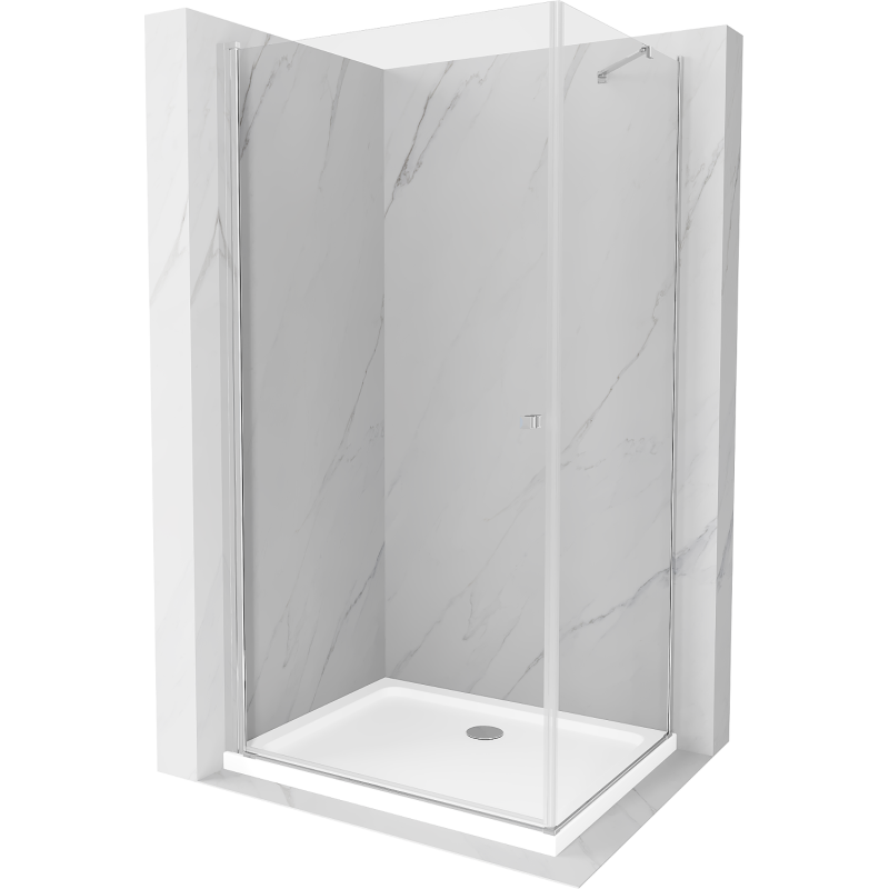 Mexen Pretoria kabina prysznicowa uchylna 90 x 80 cm, transparent, chrom + brodzik Flat - 852-090-080-01-00-4010