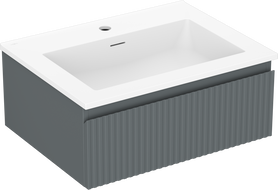 Mexen Rivel szafka łazienkowa 60 cm z umywalką Otis, 1 szuflada, ryflowana , grafit mat/biała mat - 91A20-06023-1-BF66-W18M01