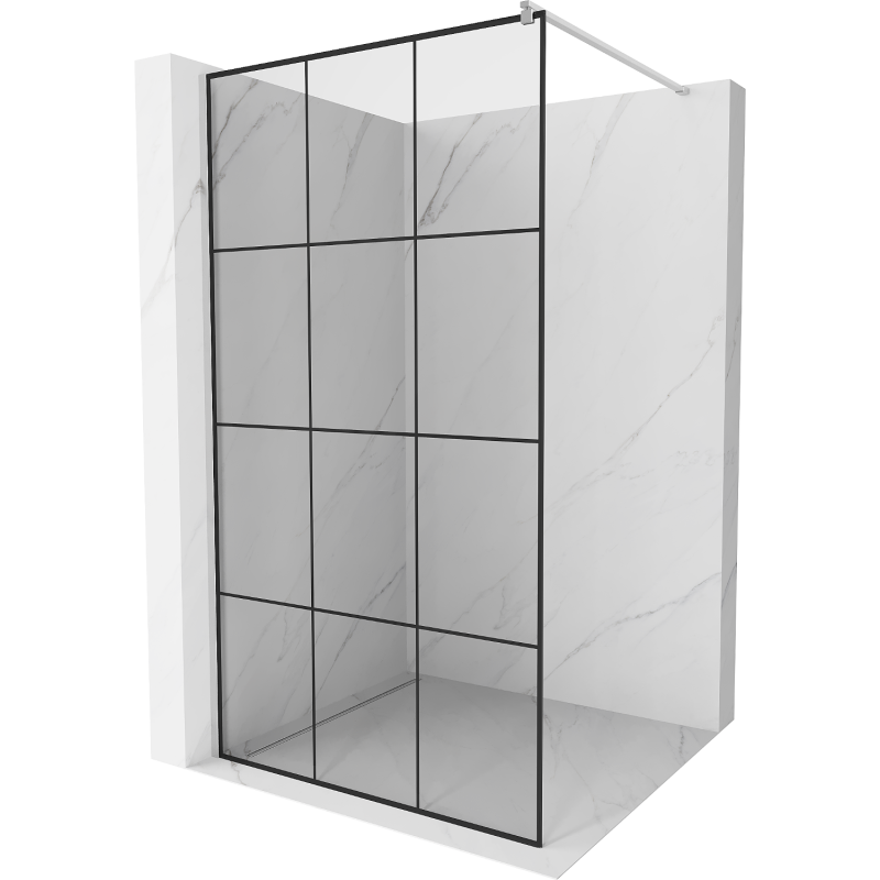 Mexen Kioto ścianka prysznicowa Walk-in 100 x 200 cm, czarna kratka 8 mm, chrom - 800-100-101-01-77
