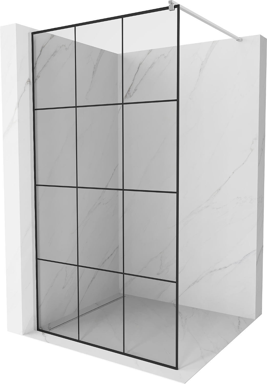 Mexen Kioto ścianka prysznicowa 100 x 200 cm, transparent/czarny wzór 8 mm, chrom - 800-100-101-01-77