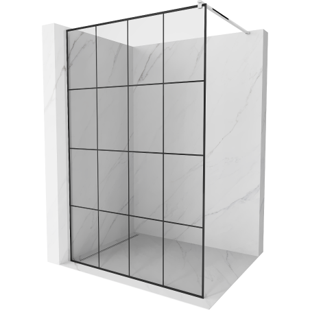 Mexen Kioto ścianka prysznicowa Walk-in 130 x 200 cm, czarna kratka 8 mm, chrom - 800-130-101-01-77