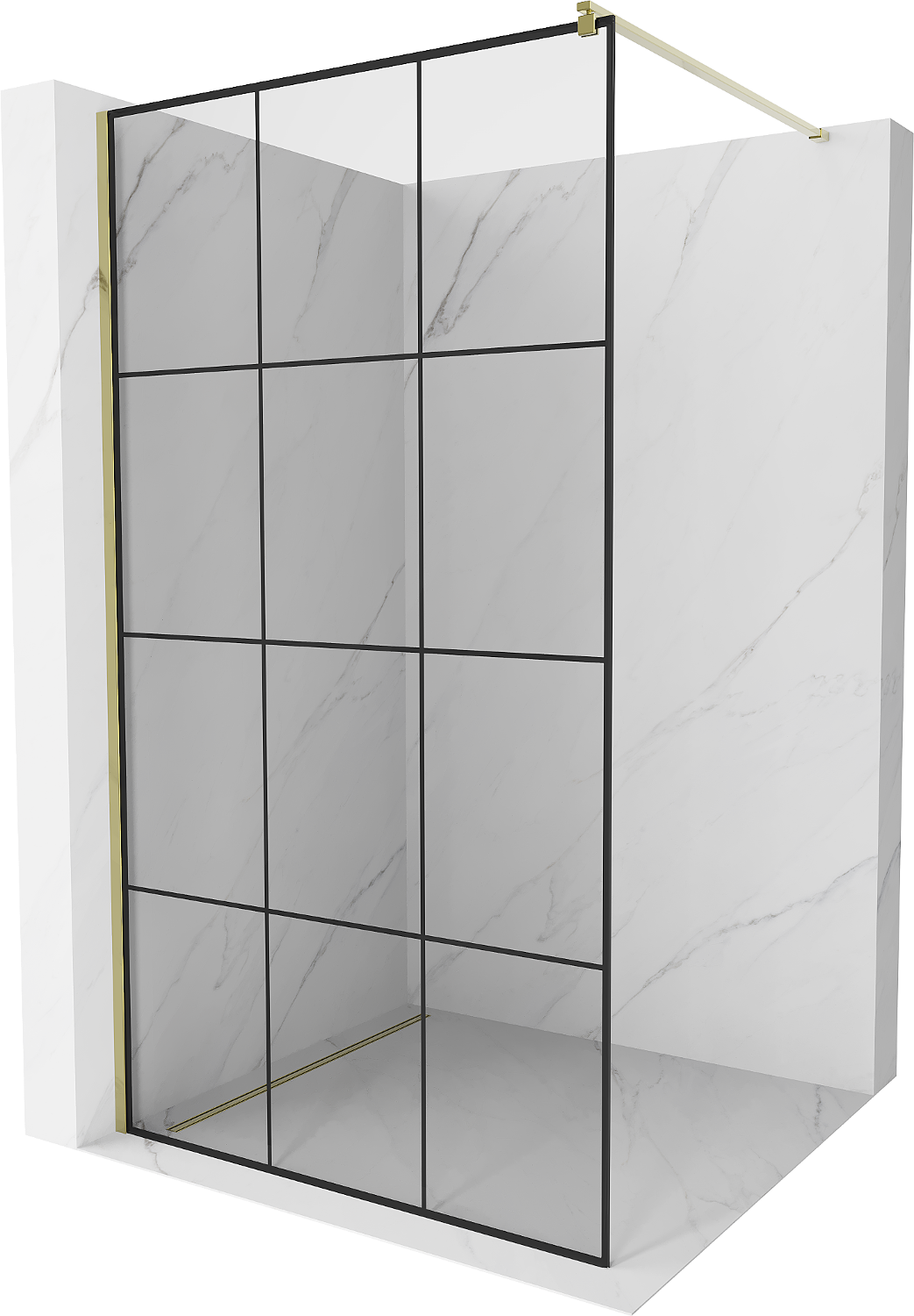 Mexen Kioto ścianka prysznicowa 110 x 200 cm, transparent/czarny wzór 8 mm, złota - 800-110-101-50-77