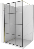 Mexen Kioto ścianka prysznicowa Walk-in 120 x 200 cm, czarna kratka 8 mm, złota - 800-120-101-50-77