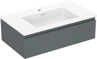 Mexen Rivel szafka łazienkowa 80 cm z umywalką Otis, 1 szuflada, ryflowana , grafit mat/biała mat - 91A20-08023-1-BF66-W18M01