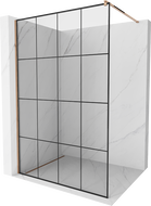 Mexen Kioto ścianka prysznicowa Walk-in 140 x 200 cm, czarna kratka 8 mm, różowe złoto - 800-140-101-60-77