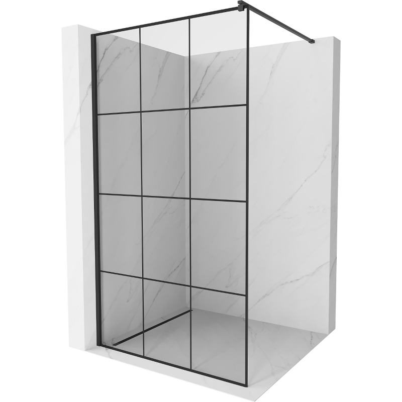 Mexen Kioto ścianka prysznicowa Walk-in 110 x 200 cm, czarna kratka 8 mm, czarna - 800-110-101-70-77