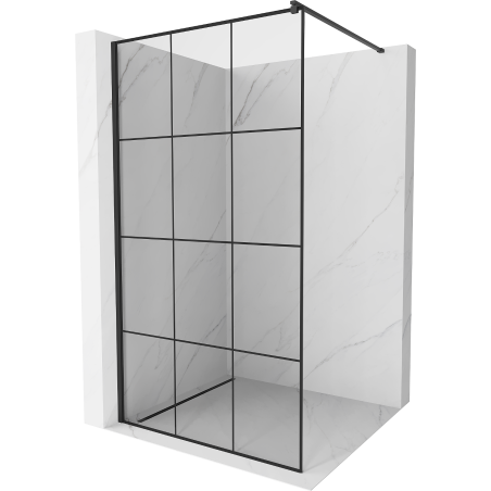Mexen Kioto ścianka prysznicowa Walk-in 110 x 200 cm, czarna kratka 8 mm, czarna - 800-110-101-70-77
