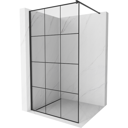 Mexen Kioto ścianka prysznicowa Walk-in 120 x 200 cm, czarna kratka 8 mm, czarna - 800-120-101-70-77