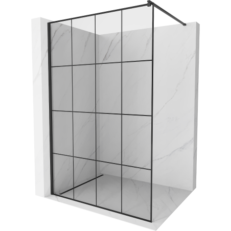 Mexen Kioto ścianka prysznicowa Walk-in 140 x 200 cm, czarna kratka 8 mm, czarna - 800-140-101-70-77