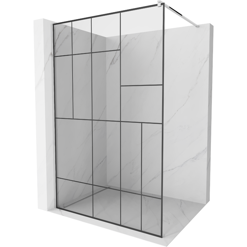 Mexen Kioto ścianka prysznicowa Walk-in 90 x 200 cm, czarny wzór 8 mm, chrom - 800-090-101-01-78