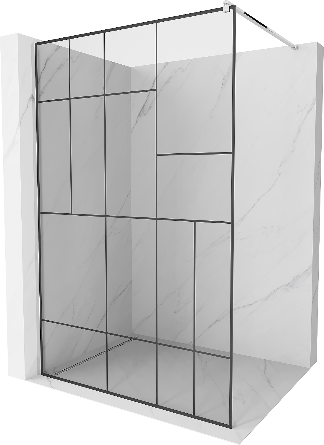 Mexen Kioto ścianka prysznicowa 110 x 200 cm, transparent/czarny wzór 8 mm, chrom - 800-110-101-01-78