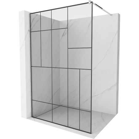 Mexen Kioto ścianka prysznicowa Walk-in 140 x 200 cm, czarny wzór 8 mm, chrom - 800-140-101-01-78